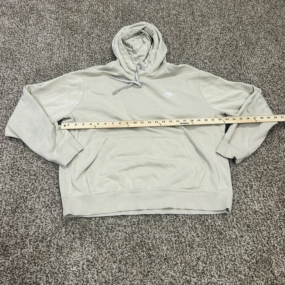 Nike Sweatshirt Womens Large Beige Pullover Hoodie Cropped Oversize Fit Swoosh